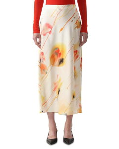 �W�F�C�\�� �E�[ ���f�B�[�X �{�g���X�J�[�g �t�����[�� �~�f�B �T�e�� �t�����[ Jason Wu Collection Washed Satin Watercolor Floral Biaslipencil Midi Skirt Limoncello Multi �}���`�J���[