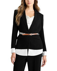 �T���N �Z�v�g ���f�B�[�X �A�E�^�[ �W���P�b�g�E�u���]�� Cinq Sept Vittoria Belted Jacket Black/white �z���C�g