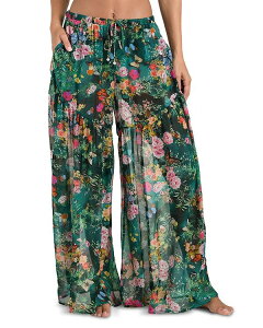 ���W�����X ���f�B�[�X �{�g���X �J�W���A���p���c ���C�h���b�O �V�A�[ L'AGENCE Sharon Charonda Butterfly Sheer Wide Leg Pantswim Cover-Up - Exclusive Multi �}���`�J���[
