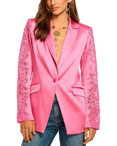 ���C�~�[ �u���b�N ���f�B�[�X �A�E�^�[ �W���P�b�g�E�u���]�� �u���U�[ ���[�X Ramy Brook Foxi Lace Sleeve Blazer Pink Garnet �s���N