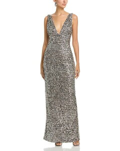 ���C�~�[ �u���b�N ���f�B�[�X �g�b�v�X �����s�[�X�p���R�[�� Ramy Brook Ellie Sequined Gown Platinum Sequin
