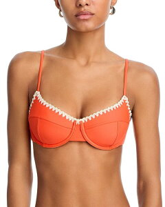 ���C�~�[ �u���b�N ���f�B�[�X ���� �g�b�v�̂� Ramy Brook Emmeline Bikini Top Vivid Orange W/ White Crochet �z���C�g