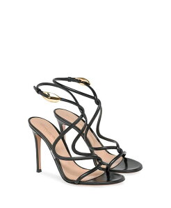 �W�������B�g ���b�V ���f�B�[�X �V���[�Y �T���_�� Gianvito Rossi Women's Jungle Mamba Sandals Black Leather �u���b�N