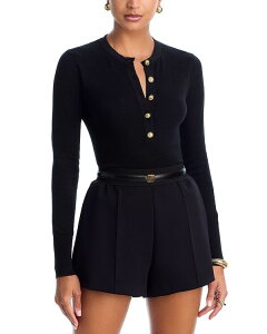 ���W�����X ���f�B�[�X �g�b�v�X �V���c �j�b�g L'AGENCE Ronda Knit Henley Top Black/Gold �u���b�N