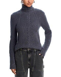 �w�����[�g �����O ���f�B�[�X �A�E�^�[ �j�b�g�E�Z�[�^�[�g���l�b�N �E�[�� Helmut Lang Wool Blend Cable Kniturtleneck Sweater Charcoal �`���R�[��