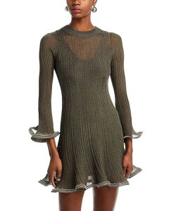 �V���J�C ���f�B�[�X �g�b�v�X �����s�[�X �~�j SIMKHAI Zelda Long Sleeve Mini Dress Gunmetal Silver �V���o�[