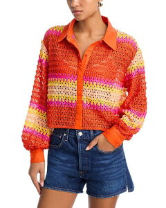 ���C�~�[ �u���b�N ���f�B�[�X �g�b�v�X �V���c ���b�V�� Ramy Brook Naomi Meshirt Vivid Orange Crochet �I�����W