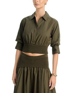 �V���J�C ���f�B�[�X �g�b�v�X �V���c �N���b�v�h SIMKHAI Stiles Cropped Shirt Fern
