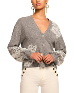 ���C�~�[ �u���b�N ���f�B�[�X �A�E�^�[ �J�[�f�B�K�� V�l�b�N �E�[�� �Z�[�^�[ Ramy Brook Perry Wool & Cashmere V Neck Cardigan Sweater Heather Grey �O���[