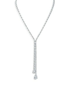PlXWFC[ fB[X ANZT[ lbNXE`[J[Ey_ggbv [X Kenneth Jay Lane CZ By Baguette & Pear Y Necklace, 17" Silver Vo[
