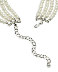 PlXWFC[ fB[X ANZT[ lbNXE`[J[Ey_ggbv [X Kenneth Jay Lane Stone & Halo Imitation Multi Strand Choker Necklace, 12-16" Silvrt Xg[