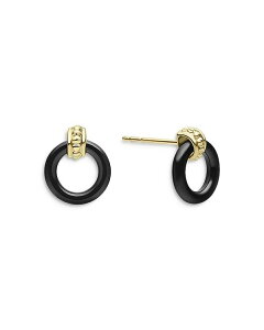 SX fB[X ANZT[ sAXECO LAGOS Meridian 18K Yellow Gold Caviar Black Ceramicircle Drop Earrings Black/Gold ubN