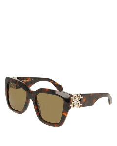 tFK fB[X ANZT[ TOXEACEFA FERRAGAMO Gancini Chain Hinge Square Sunglasses, 55mm Brown Tortoise uE