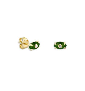 �V�h�j�[�G���@�� ���f�B�[�X �A�N�Z�T���[ �s�A�X�E�C�������O Sydney Evan 14K Yellow Goldiamond & Nephrite Jade Tiny Carved Stone Bezel Protectiveye Stud Earrings, 0.01 tcw Gold �S�[���h
