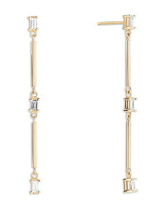 i fB[X ANZT[ sAXECO LANA Jewelry Baguette Diamond Bar Linear Drop Earrings in 14K Yellow Gold, 0.14 tcw Gold S[h