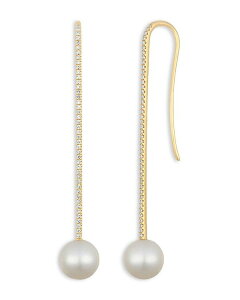�G�t�R���N�V���� ���f�B�[�X �A�N�Z�T���[ �s�A�X�E�C�������O EF Collection 14K Yellow Gold Freshwater Pearl & Diamond Vertical Bar Drop Earrings Gold �S�[���h