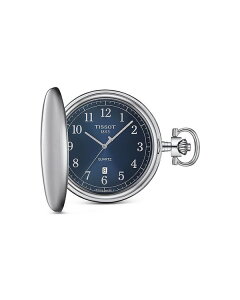 eB\bg fB[X ANZT[ rv Tissot Savonnettes Quartz Pocket Watch, 49mm Blue/Silver u[
