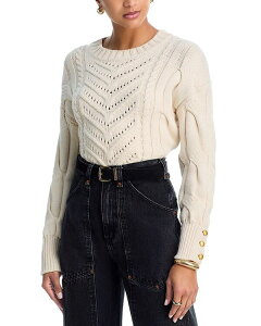 ���W�����X ���f�B�[�X �A�E�^�[ �j�b�g�E�Z�[�^�[ �N���b�v�h L'AGENCE Storm Cropped Mixed Knit Sweater Ivory/Gold �A�C�{���[