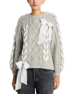 ���u�X�n�b�N�t�@���V�[ ���f�B�[�X �A�E�^�[ �j�b�g�E�Z�[�^�[ LoveShackFancy Kloss Pullover Sweater Gery Melange