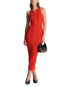 �o���}�� ���f�B�[�X �g�b�v�X �����s�[�X �m�[�X���[�u �j�b�g Balmain Long Sleeveless Dress in Crocodile Knit Red ���b�h