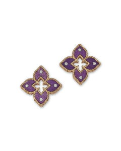 ���o�[�g�R�C�� ���f�B�[�X �A�N�Z�T���[ �s�A�X�E�C�������O Roberto Coin 18K Rose Gold Venetian Princess Titanium Diamond Flower Stud Earrings Purple/Rose Gold �p�[�v��