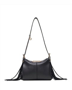 �}�[�W�� ���f�B�[�X �o�b�O �~�j ���U�[ �t�����W Maje Miss Mini Fringed Black Leather Crossbody Bag Black �u���b�N