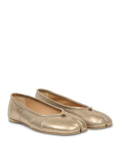 �}���^���}���W�F�� ���f�B�[�X �V���[�Y �p���v�X ���U�[ Maison Margiela Women's Tabi Leather Ballerina Flats Cream/Gold �N���[��