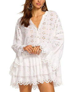 ���C�~�[ �u���b�N ���f�B�[�X �g�b�v�X �����s�[�X Ramy Brook Roxanne Swim Cover-Up Dress White �z���C�g