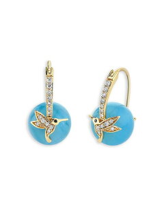 �V�h�j�[�G���@�� ���f�B�[�X �A�N�Z�T���[ �s�A�X�E�C�������O Sydney Evan 14K Yellow Goldiamond & Aquamarine Hummingbird Beaded Earrings Gold �S�[���h
