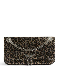 �U�f�B�O �G ���H���e�[�� ���f�B�[�X �o�b�O �v�����g�[�� ���U�[ Zadig & Voltaire Rock II Metallic Leopard Print Leather Clutch Silver �V���o�[