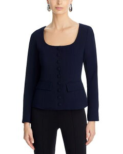 �A�N�A ���f�B�[�X �A�E�^�[ �W���P�b�g�E�u���]�� �u���U�[ AQUA Scoop Neck Button Front Blazer - Exclusive Dark Navy �l�C�r�[