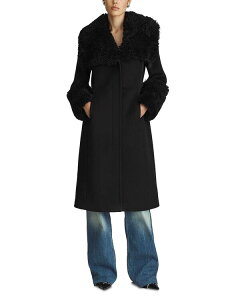 �_�E�����r�[ ���f�B�[�X �A�E�^�[ �R�[�g Dawn Levy Athena Shearling Trim Coat Black �u���b�N