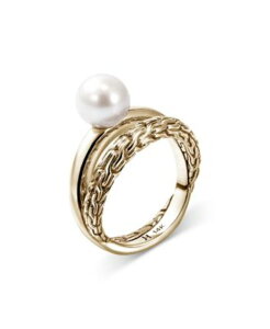 �W�����E�n�[�f�B�[ ���f�B�[�X �A�N�Z�T���[ �����O JOHN HARDY 14K Yellow Gold JH Essential Cultured Freshwater Pearl Crossovering White/Gold �z���C�g