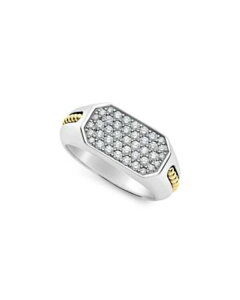 ���S�X �����Y �A�N�Z�T���[ �����O LAGOS Men's 18K Yellow Gold & Sterling Silver Anthem Diamond Clustering Silver �V���o�[