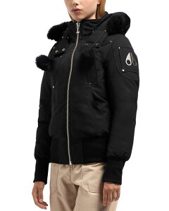���[�X�i�b�N�� ���f�B�[�X �A�E�^�[ �W���P�b�g�E�u���]�� �_�E�� Moose Knuckles Debbie Shearling Trim Down Bomber Jacket Black / Black Shearling �u���b�N