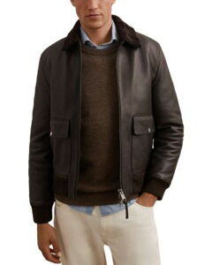 ���C�X �����Y �A�E�^�[ �W���P�b�g�E�u���]�� ���U�[ REISShearling Collar Leather Jacket Brown �u���E��