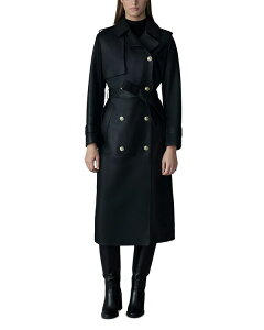 �}�b�J�[�W�� ���f�B�[�X �A�E�^�[ �R�[�g ���U�[ �}�L�V Mackage Gael-V Maxi Leather Trench Coat Black-Gold �u���b�N