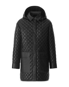 �}�b�J�[�W�� ���f�B�[�X �A�E�^�[ �R�[�g ���U�[ Mackage Litzy Hooded Leather Coat Black �u���b�N