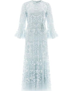 �j�[�h���A���h�X���b�h ���f�B�[�X �g�b�v�X �����s�[�X �N���[�l�b�N �A���N�� Needle & Thread Snowdrop 3/4 Sleeve Crew Neck Ankle Gown French Blue �u���[
