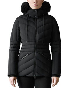 �}�b�J�[�W�� ���f�B�[�X �A�E�^�[ �W���P�b�g�E�u���]�� �_�E�� Mackage Nadia-SHoodedown Jacket With Shearling Trim Black �u���b�N