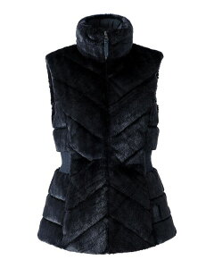 �}�b�J�[�W�� ���f�B�[�X �A�E�^�[ �x�X�g �L���e�B���O �_�E�� Mackage Twiggy Faux Fur Quiltedown Vest Black �u���b�N