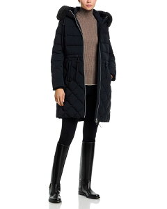 �}�b�J�[�W�� ���f�B�[�X �A�E�^�[ �R�[�g �L���e�B���O �_�E�� Mackage Shearling Trim Diamond Quiltedown Coat Black �u���b�N