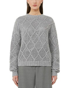 �}�b�N�X�}�[�� ���f�B�[�X �A�E�^�[ �j�b�g�E�Z�[�^�[ �X�p���R�[�� Max Mara Studio Ellade Diamond Knit Sequin Sweater Light Grey �O���[