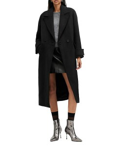 �I�[���Z�C���c ���f�B�[�X �A�E�^�[ �R�[�g ALLSAINTS Mabel Double Breasted Oversized Coat Black �u���b�N