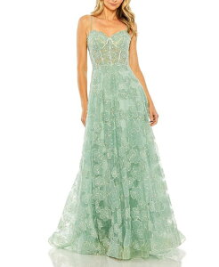 �}�b�N�_�K�� ���f�B�[�X �g�b�v�X �����s�[�X A ���C�� �t�����[�� �t�����[ Mac Duggal Sweetheart Floral A Line Gown Mint �~���g