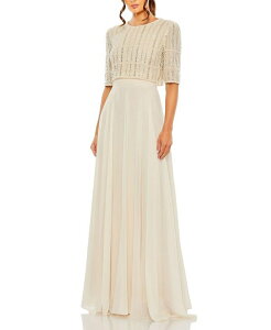 �}�b�N�_�K�� ���f�B�[�X �g�b�v�X �����s�[�X �V�t�H�� Mac Duggal Beaded 3/4 Sleeve Chiffon Gownude