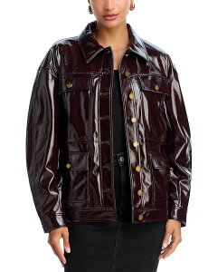 ���O�A���h�{�[�� ���f�B�[�X �A�E�^�[ �W���P�b�g�E�u���]�� ���U�[ rag & bone Amy Faux Patent Leather Jacket Brown �u���E��