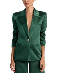 �A���X�A���h�I���r�A ���f�B�[�X �A�E�^�[ �W���P�b�g�E�u���]�� �u���U�[ Alice and Olivia Silasingle Breasted Blazer Green Mystique �O���[��
