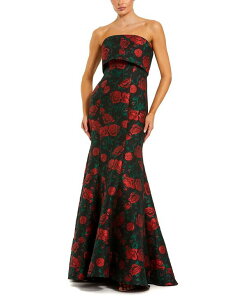 �}�b�N�_�K�� ���f�B�[�X �g�b�v�X �����s�[�X �t�����[�� �X�g���b�v���X �t�����[ Mac Duggal Strapless Floral Brocade Mermaid Gown Black Multi �u���b�N