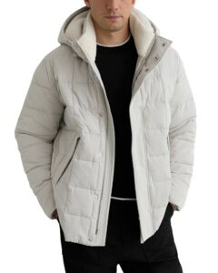 ���C�X �����Y �A�E�^�[ �W���P�b�g�E�u���]�� �L���e�B���O REISS Klause Long Sleeve Borg Lined Quilted Puffer Jacket Stone �X�g�[��
